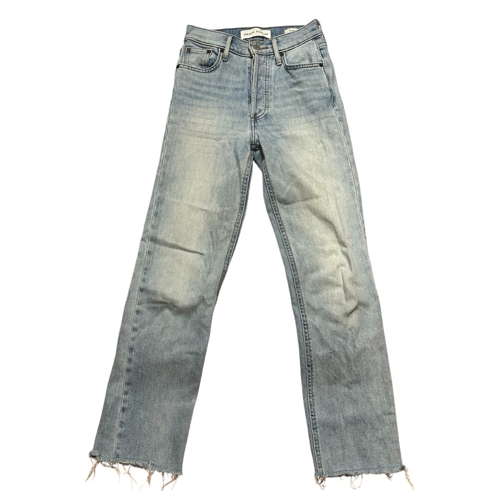 Aritzia Denim Forum The Arlo High Rise Straight Jean Raw Hem Button Fly Size 23